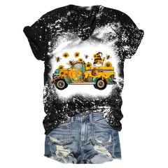 Whimsical Bee and Sunflower Gnome Truck V-Neck Tee